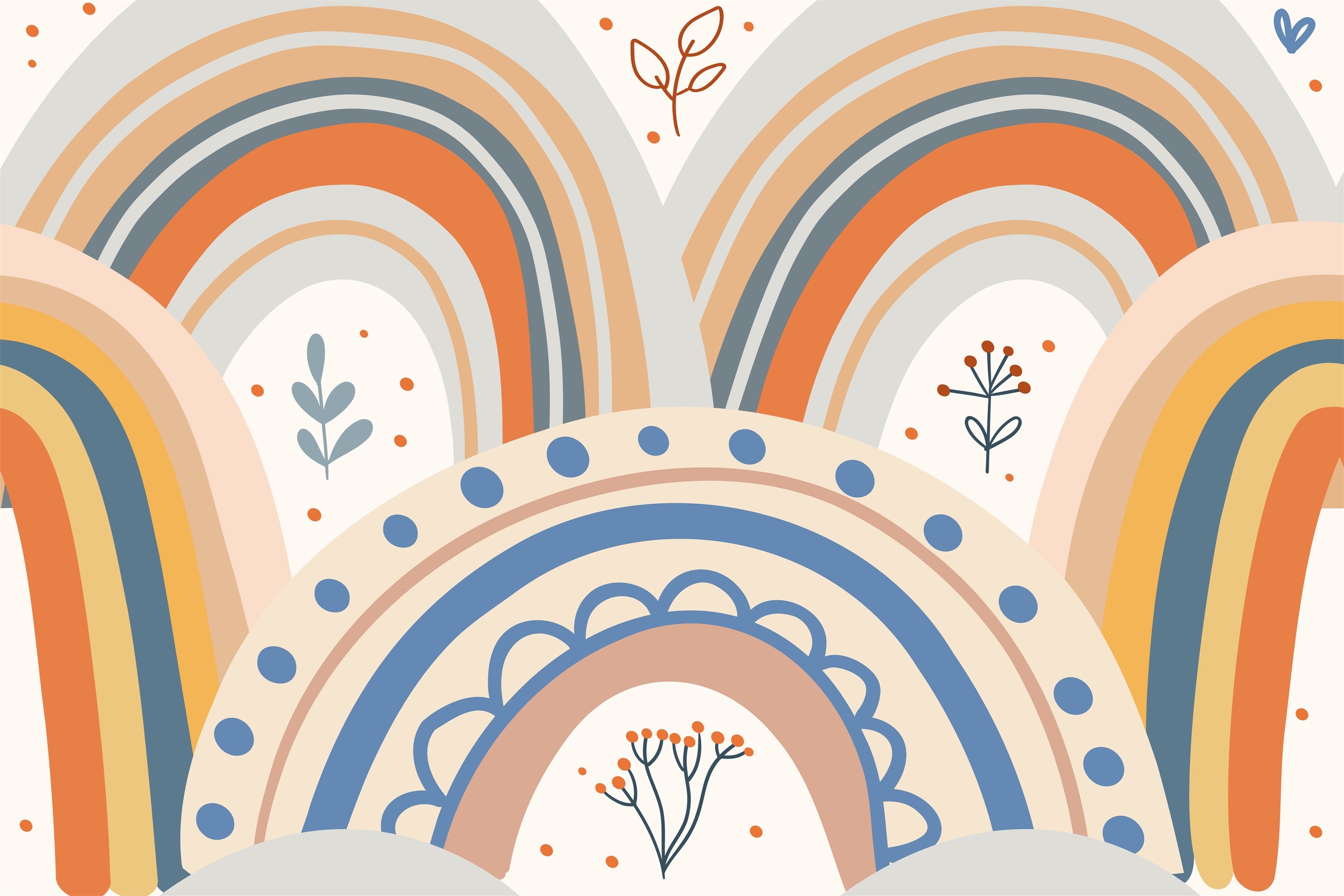 Toile de fond Floral abstrait arc-en-ciel coloré bohème BRP10-101