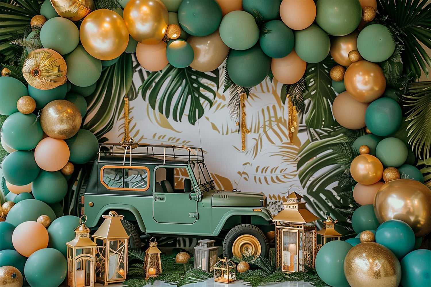 Toile de fond Ballons aventure tropicale jungle bohème BRP10-104