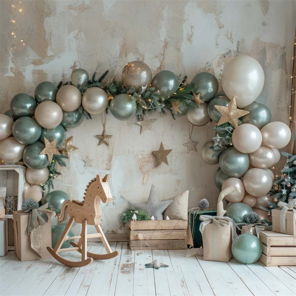 Toile de fond Cheval à bascule ballons botanique BRP10-109