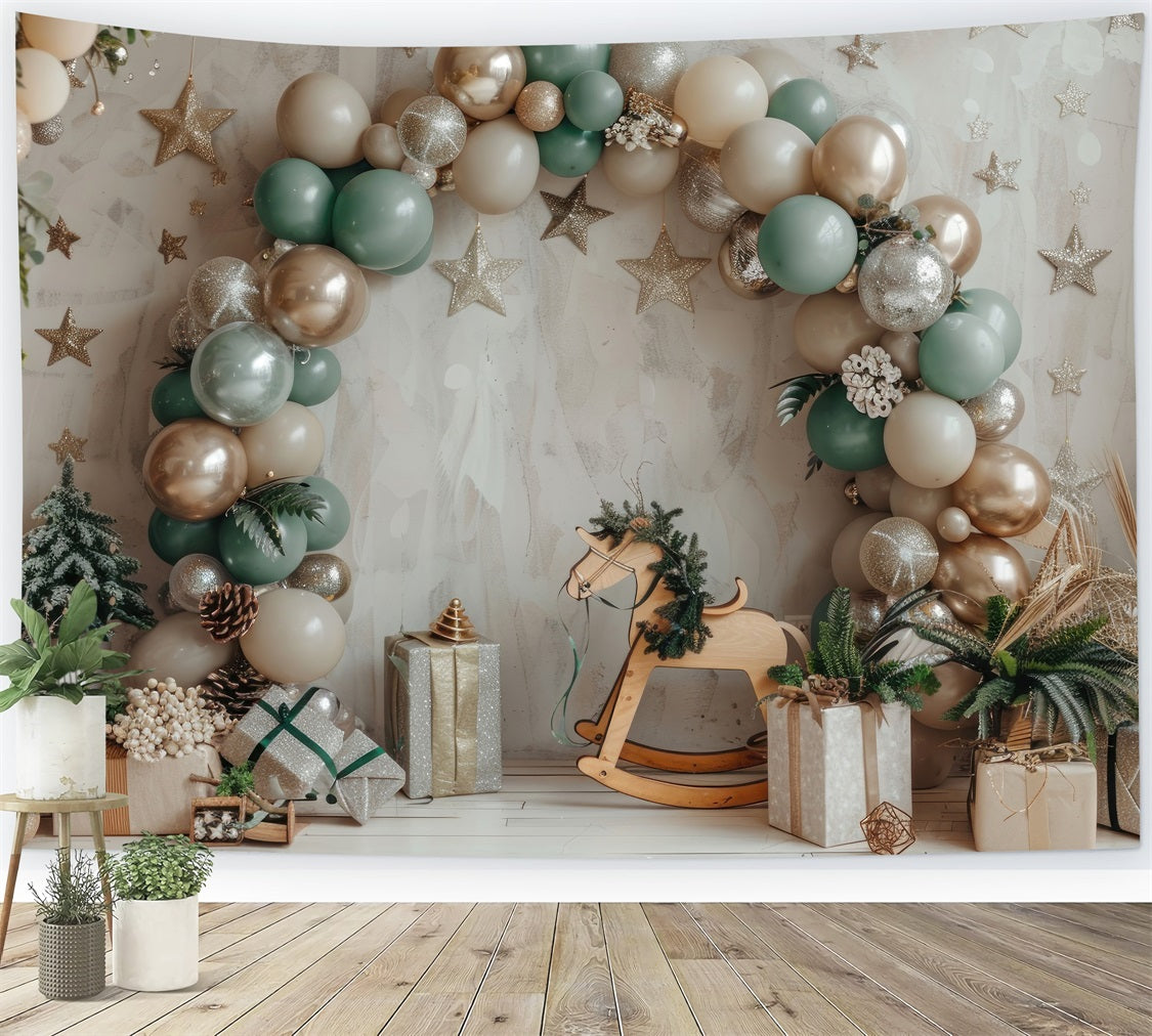 Toile de fond Arche festive de ballons cheval à bascule bohème BRP10-110