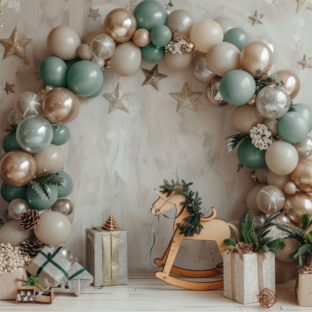 Toile de fond Arche festive de ballons cheval à bascule bohème BRP10-110