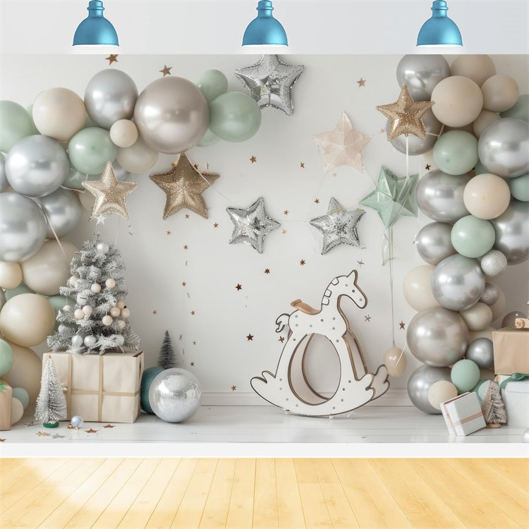 Toile de fond Étoiles en argent ballons cheval botanique BRP10-112