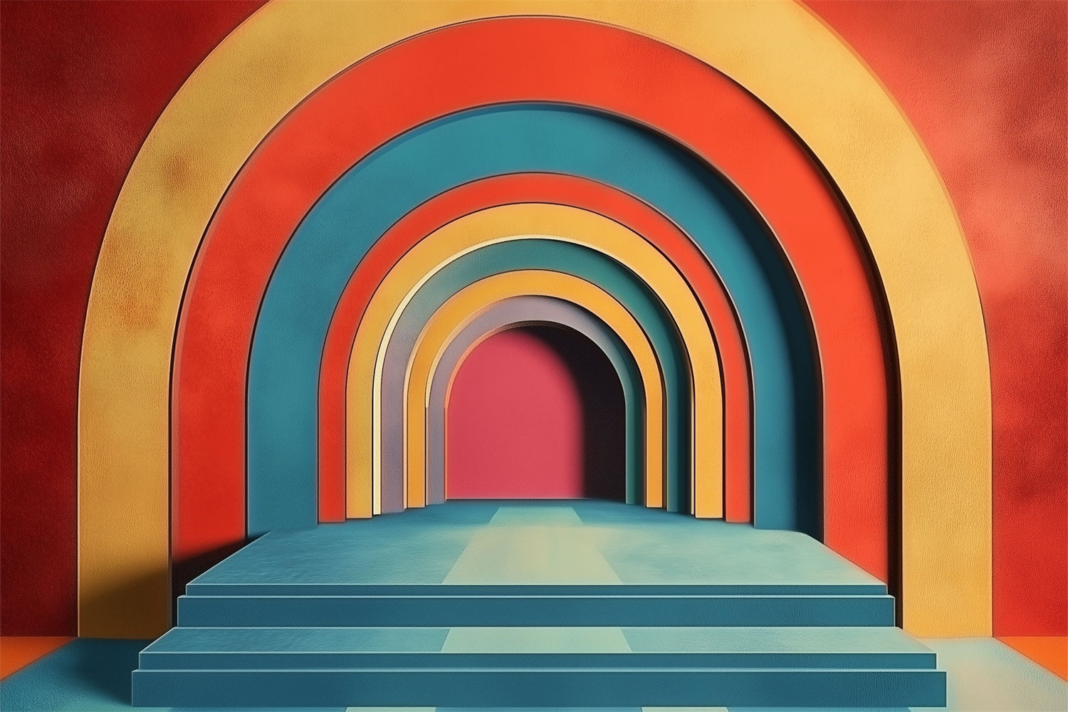 Toile de fond Arches arc-en-ciel rétro bohème artistique moderne BRP10-114