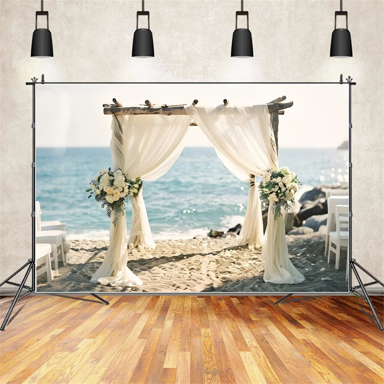 Toile de fond Arche florale romantique bord de mer bohème BRP10-115