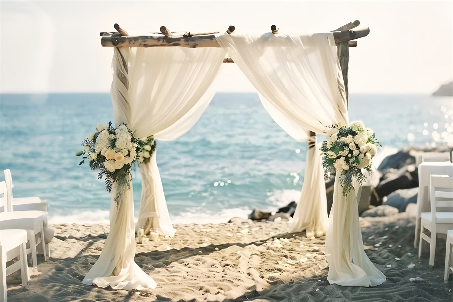 Toile de fond Arche florale romantique bord de mer bohème BRP10-115
