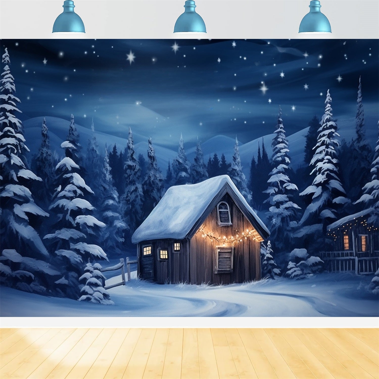 Toile de fond Maison douillette illuminée lumières chaudes BRP10-12