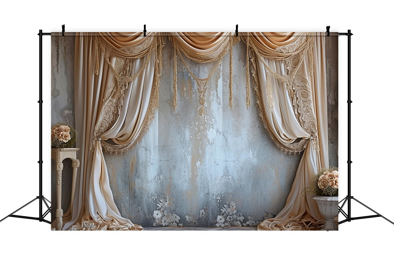 Toile de fond Mur doré élégant rideaux bohème BRP10-120