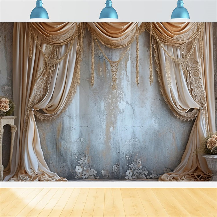 Toile de fond Mur doré élégant rideaux bohème BRP10-120