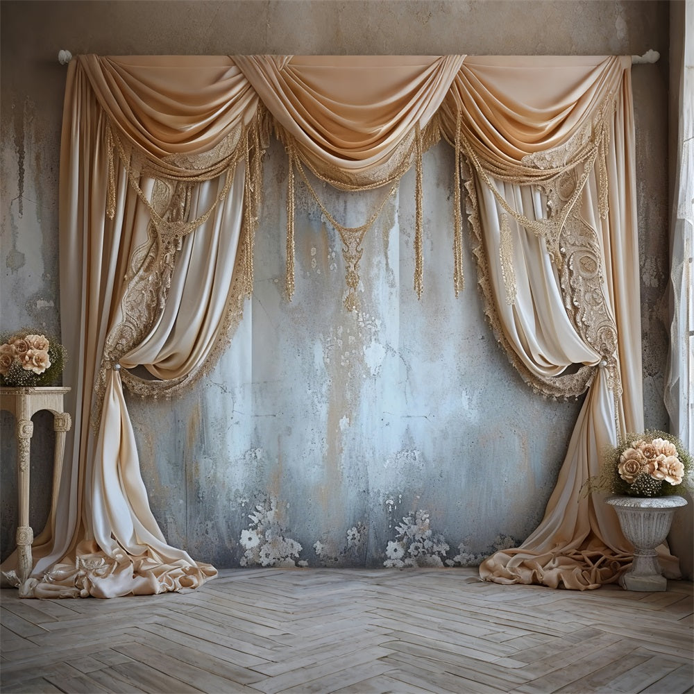 Toile de fond Mur doré élégant rideaux bohème BRP10-120