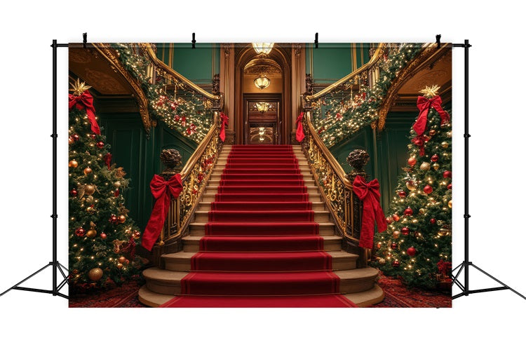Noël Toile de fond Escalier Lumières scintillantes Ornements BRP10-127