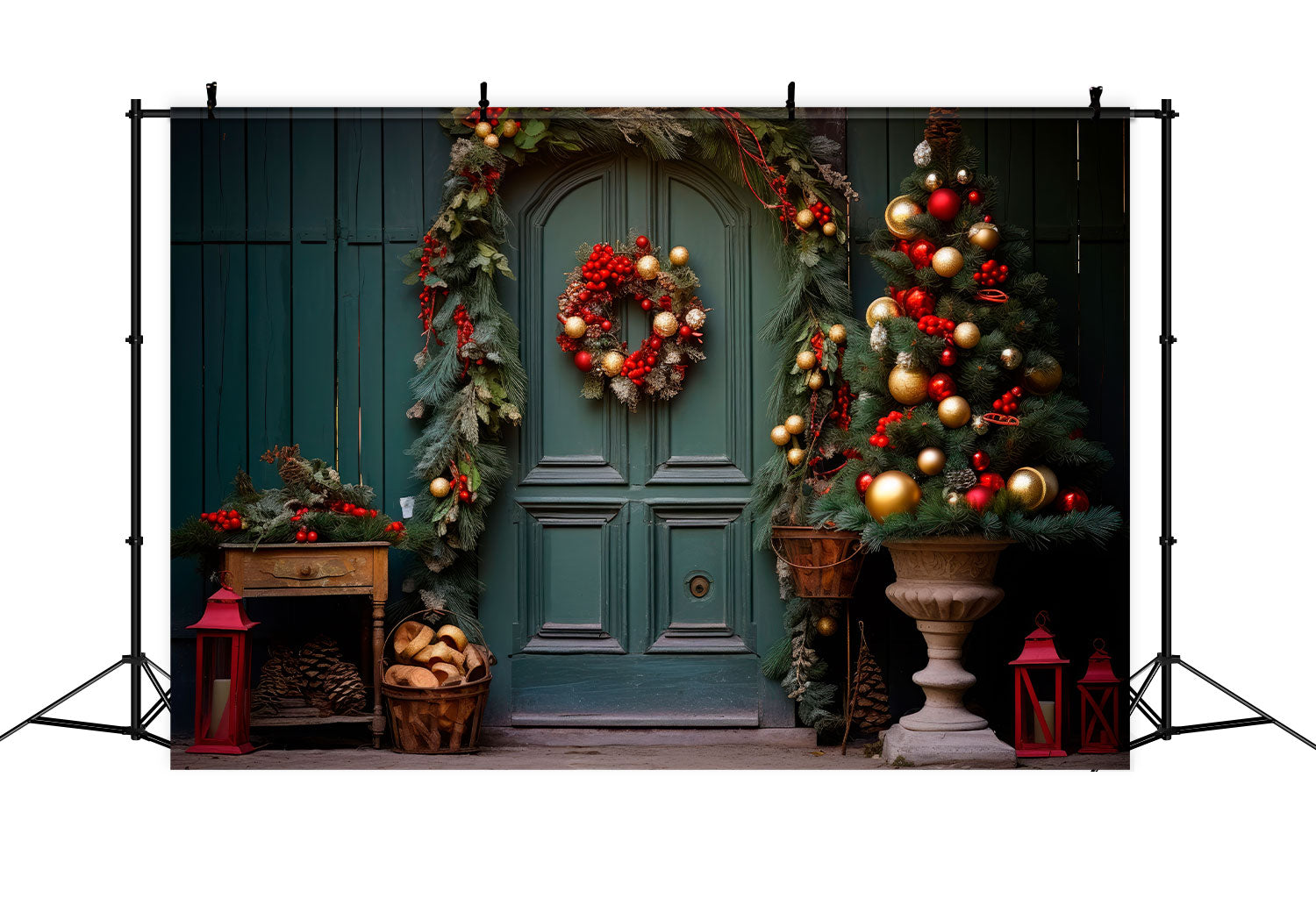 Noël Toile de fond Photographie Porte verte BRP10-136