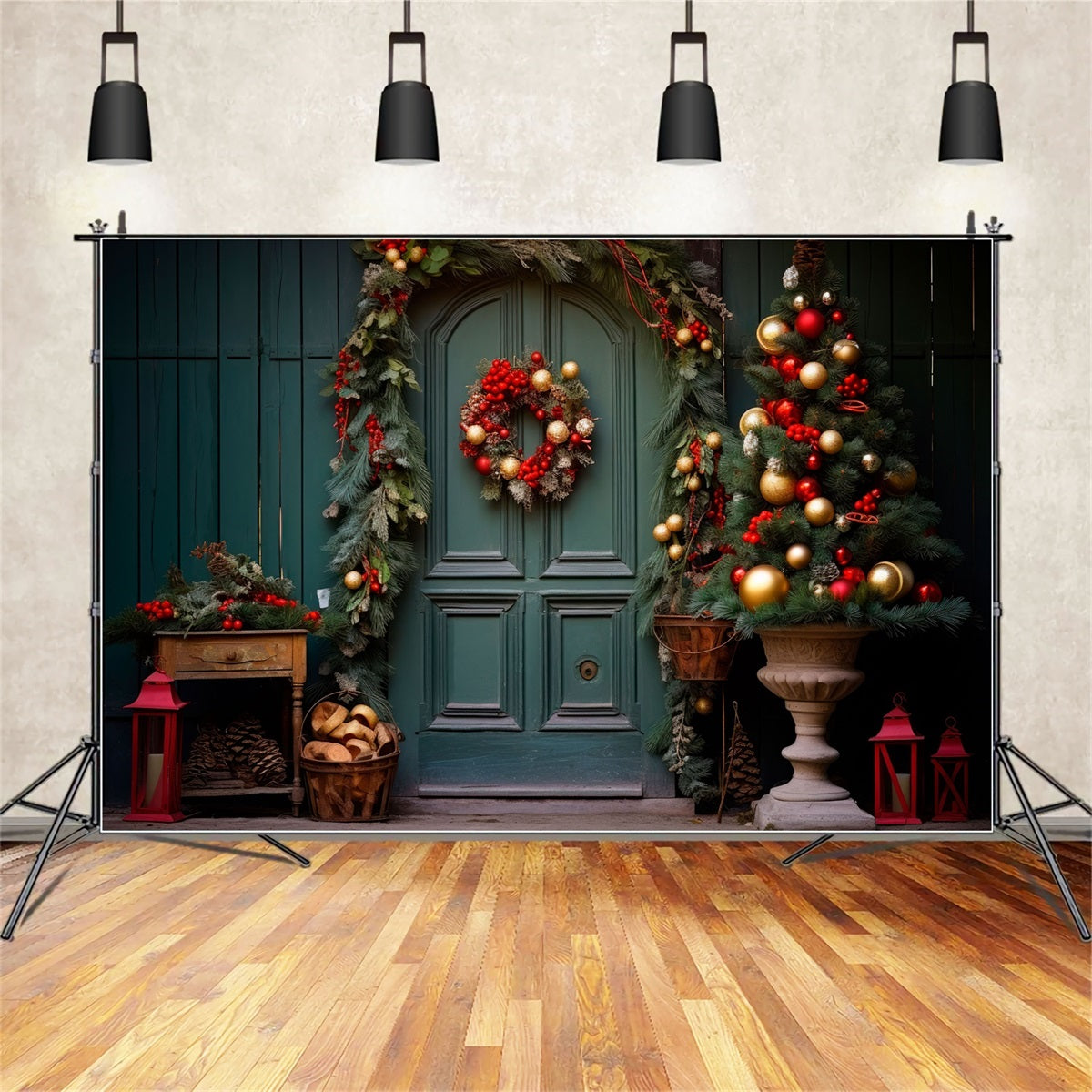 Noël Toile de fond Photographie Porte verte BRP10-136