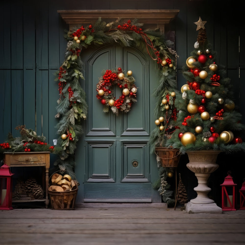 Noël Toile de fond Photographie Porte verte BRP10-136