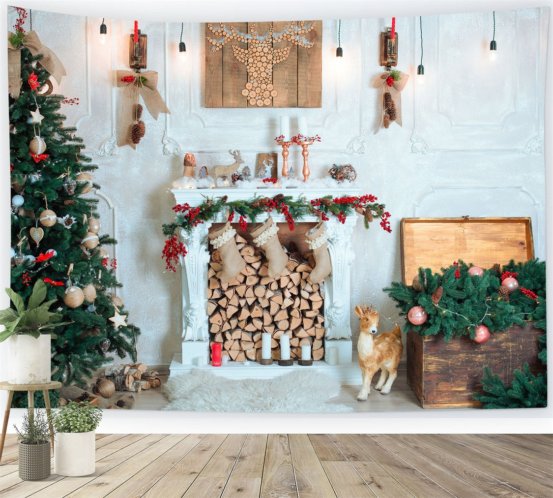 Noël Toile de fond Bûches en bois Ornements BRP10-143