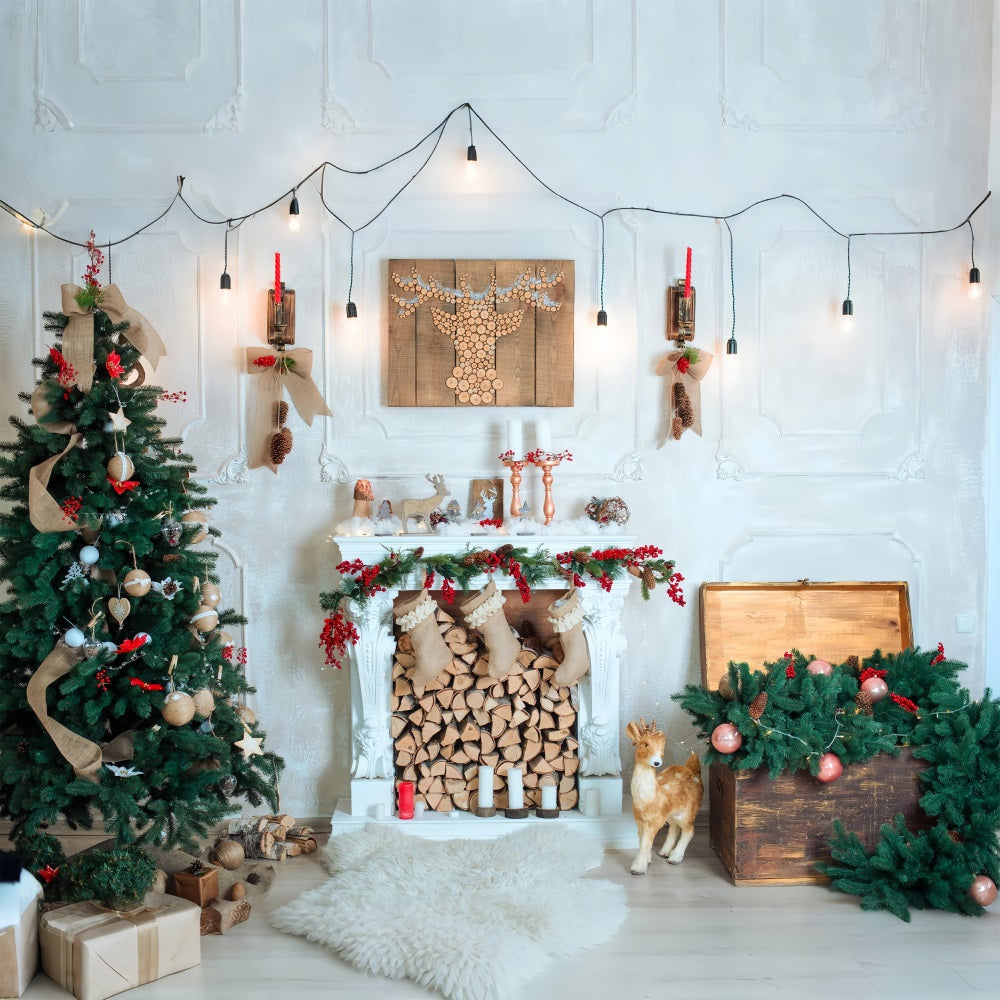 Noël Toile de fond Bûches en bois Ornements BRP10-143