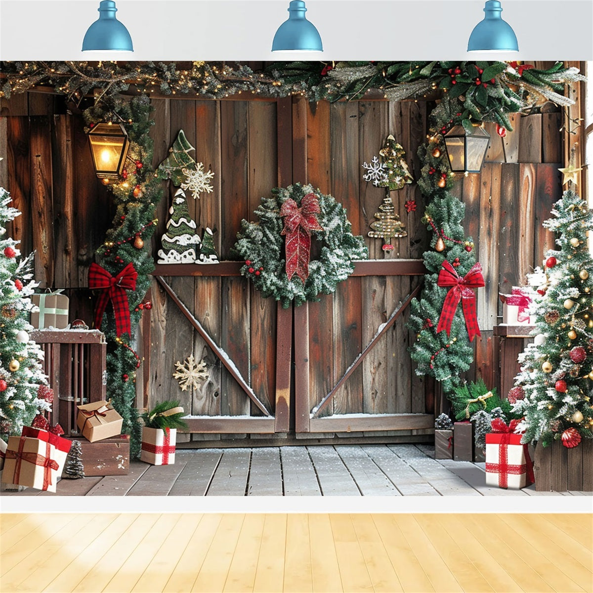 Noël Toile de fond Coin rustique Cadeaux Joie BRP10-145
