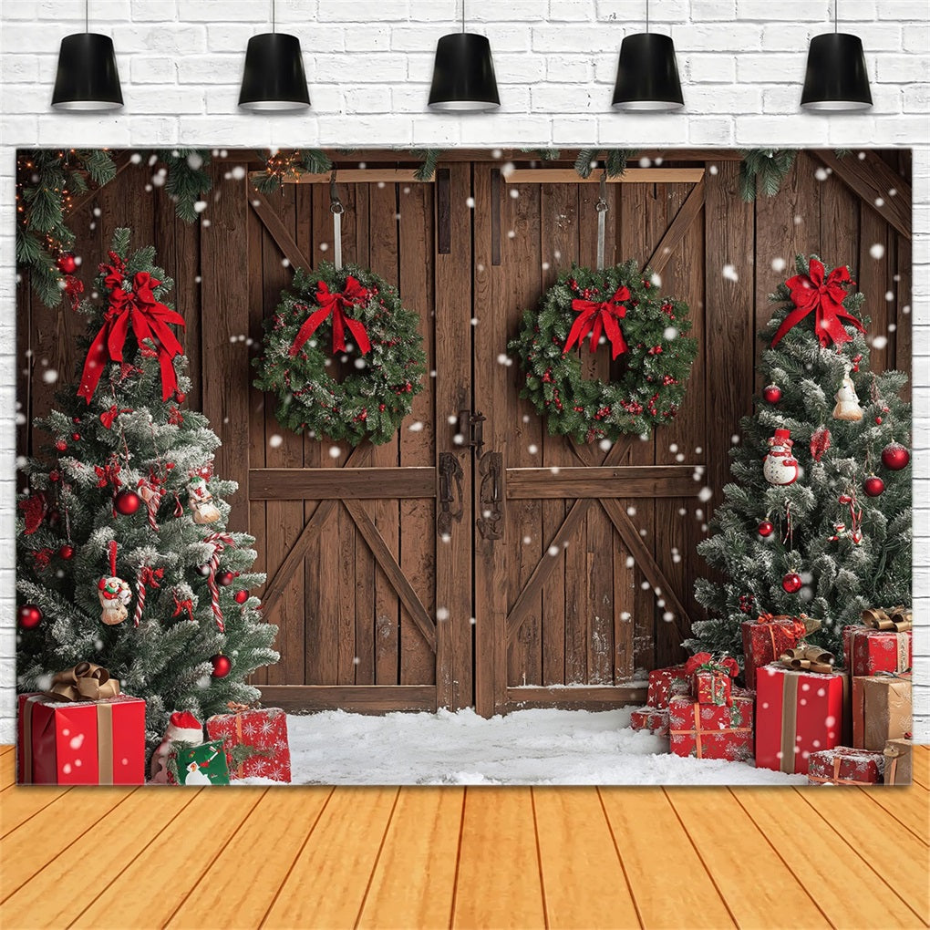 Noël Toile de fond Décor rustique Arbres Boîtes cadeaux BRP10-146