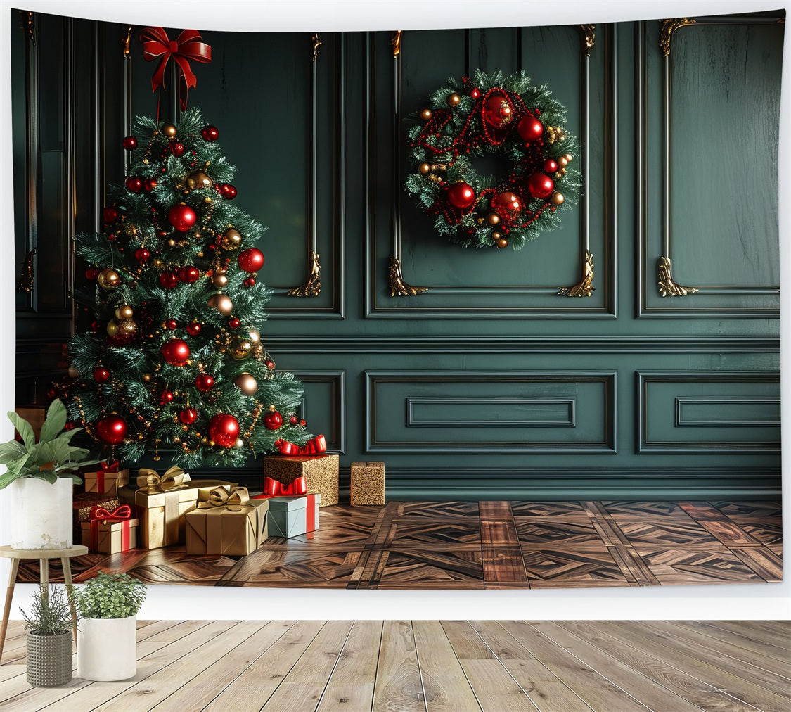 Noël Toile de fond Arbre de coin Couronne BRP10-151