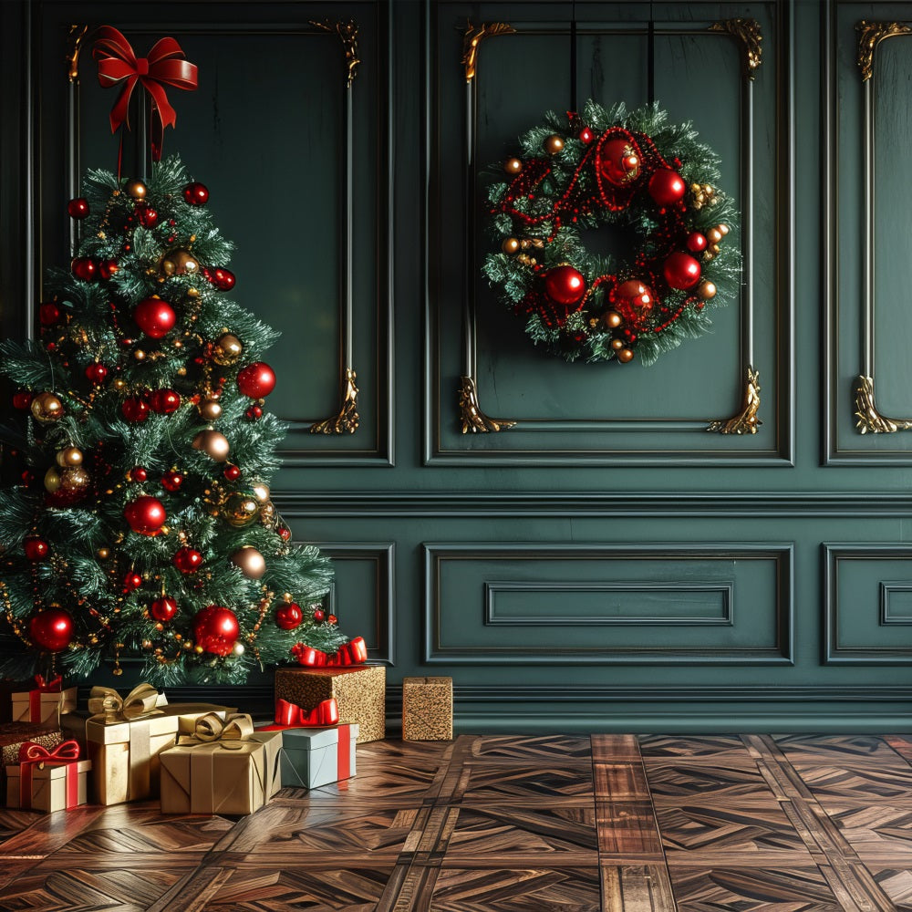 Noël Toile de fond Arbre de coin Couronne BRP10-151