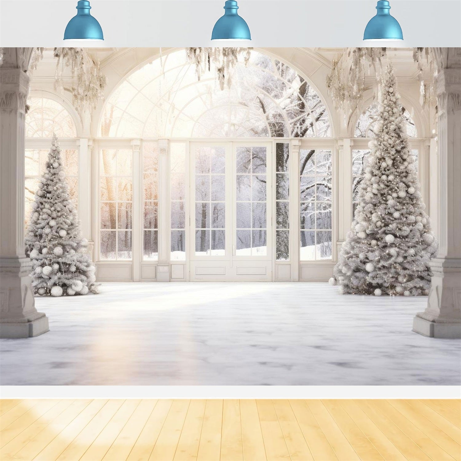 Noël Toile de fond Arbres Fenêtres givrées BRP10-153