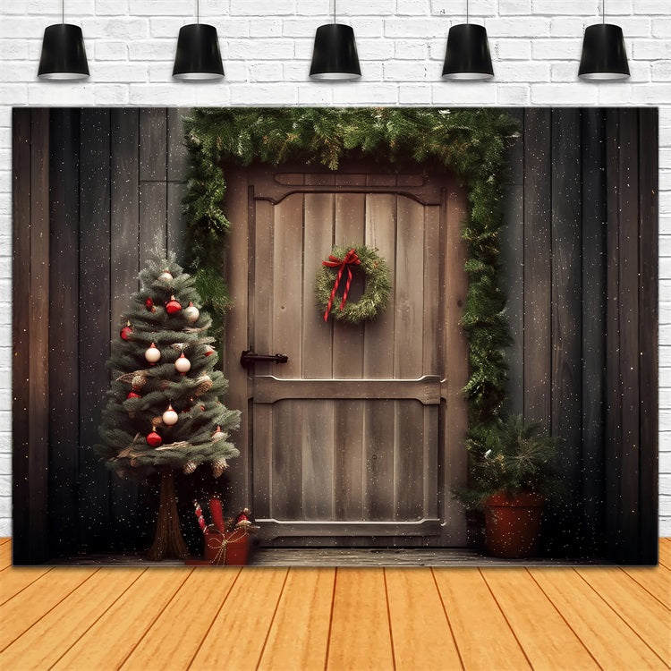 Noël Toile de fond Entrée rustique Décor de pin BRP10-156