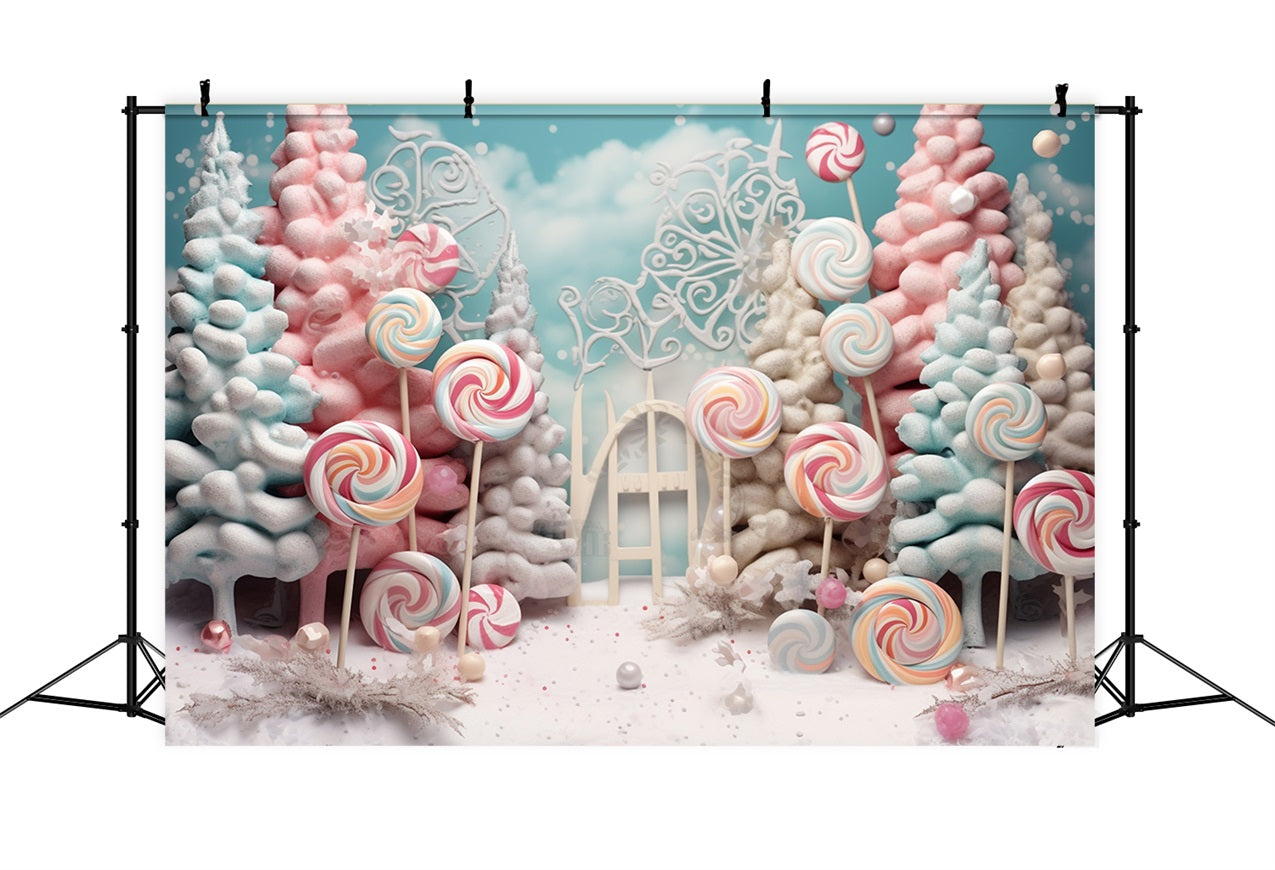 Toile de fond Pays des merveilles sucré arbres sucettes givrées BRP10-18