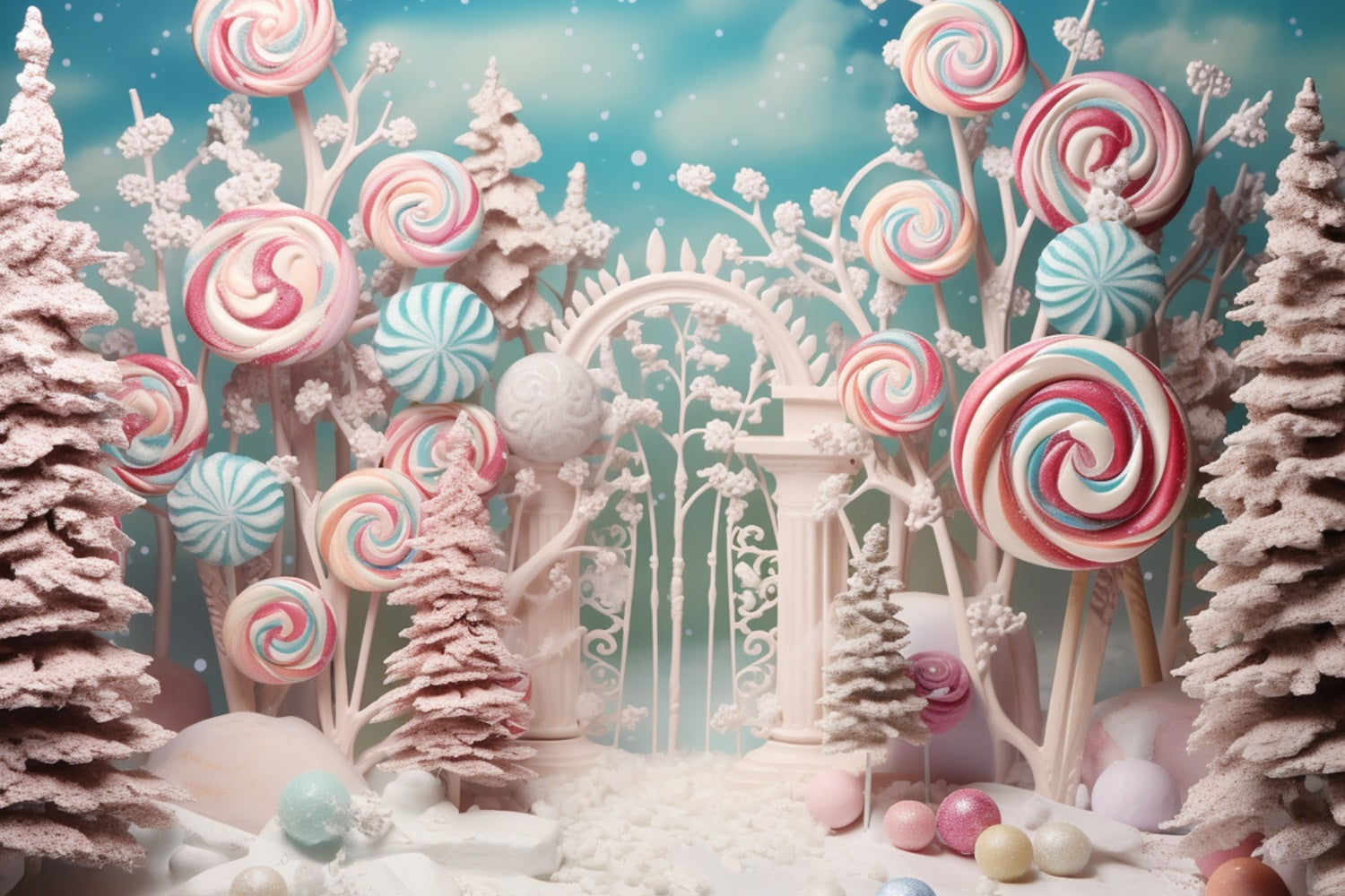 Toile de fond Forêt de contes de fées sucettes colorées BRP10-19