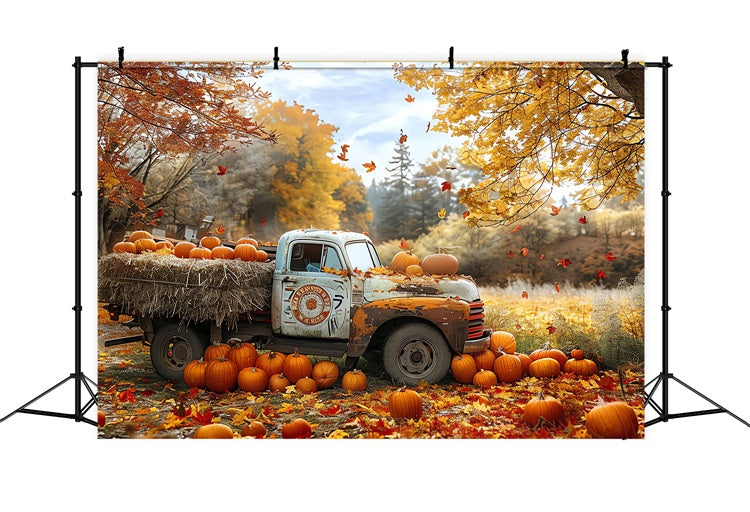 Automne Toile de Fond Stand Camion Récolte Citrouilles BRP10-259