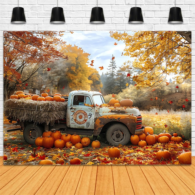 Automne Toile de Fond Stand Camion Récolte Citrouilles BRP10-259