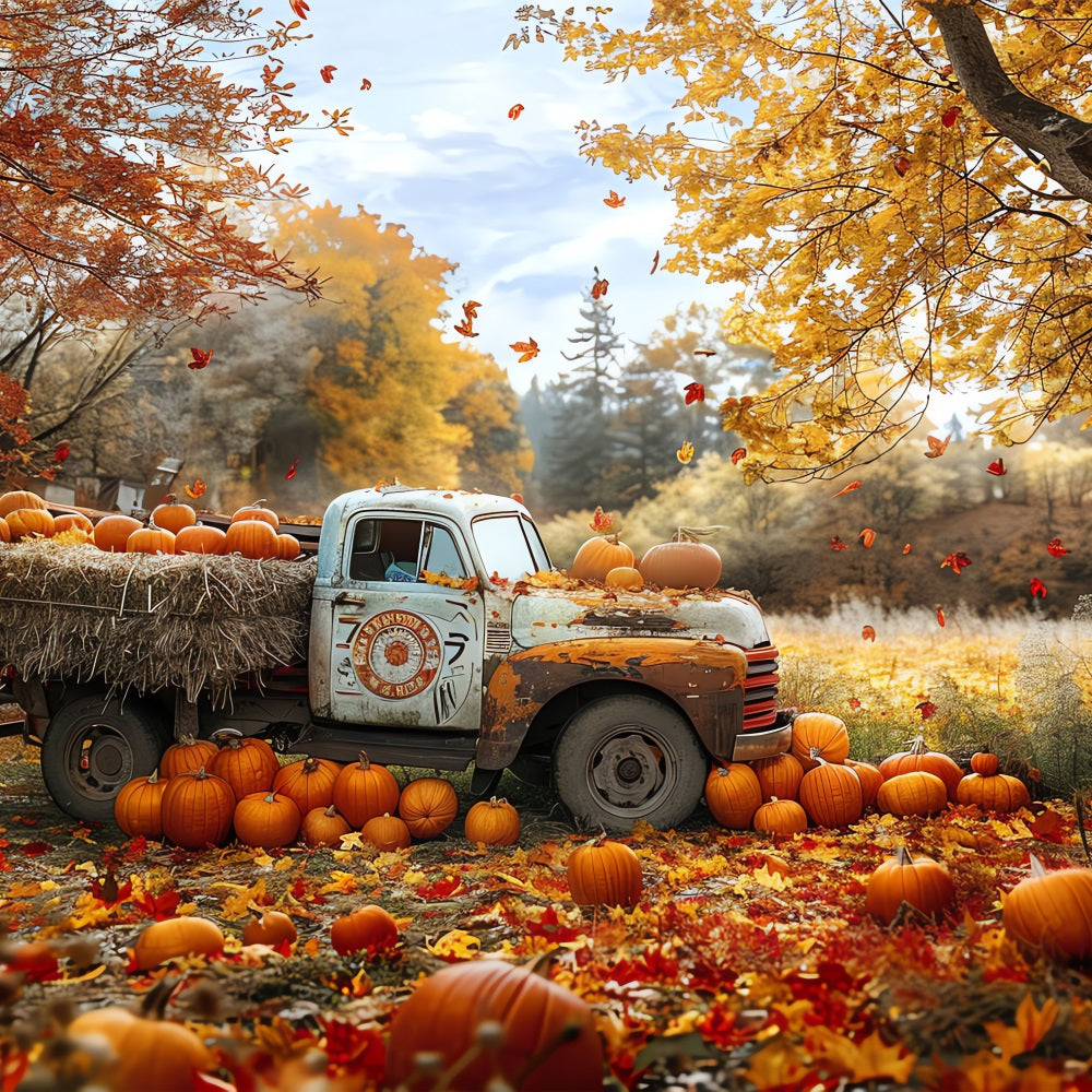 Automne Toile de Fond Stand Camion Récolte Citrouilles BRP10-259