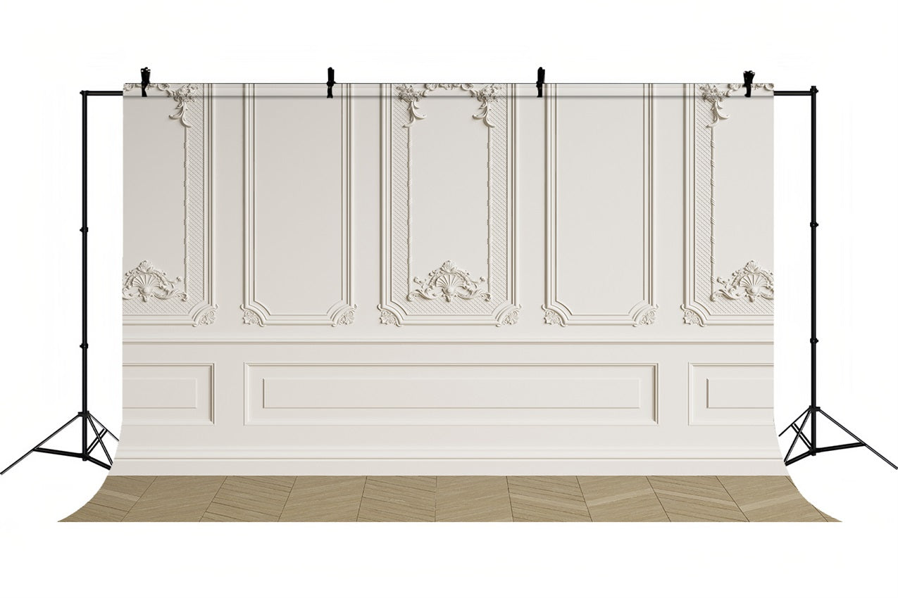 Toile de Fond Photographie Rétro Style Baroque Blanc BRP10-269