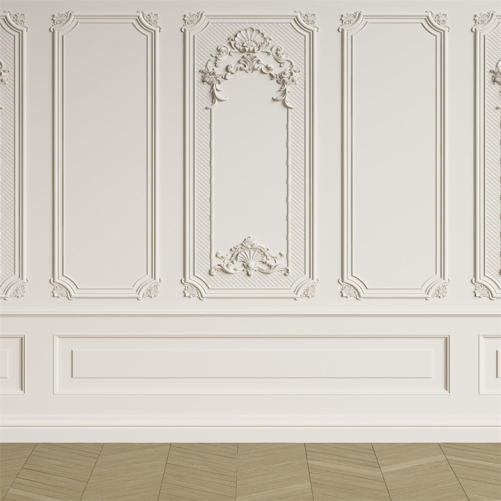 Toile de Fond Photographie Rétro Style Baroque Blanc BRP10-269