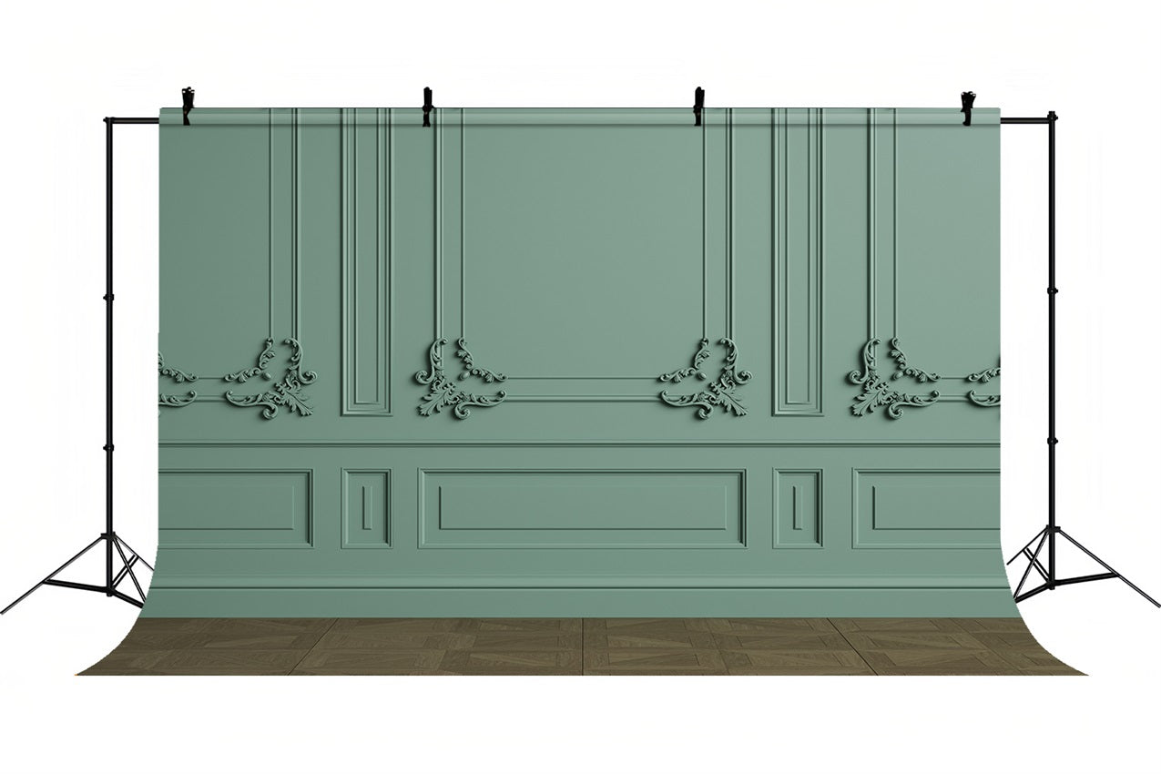 Toile de Fond Rétro Mur Vert Classique Design Orné BRP10-272