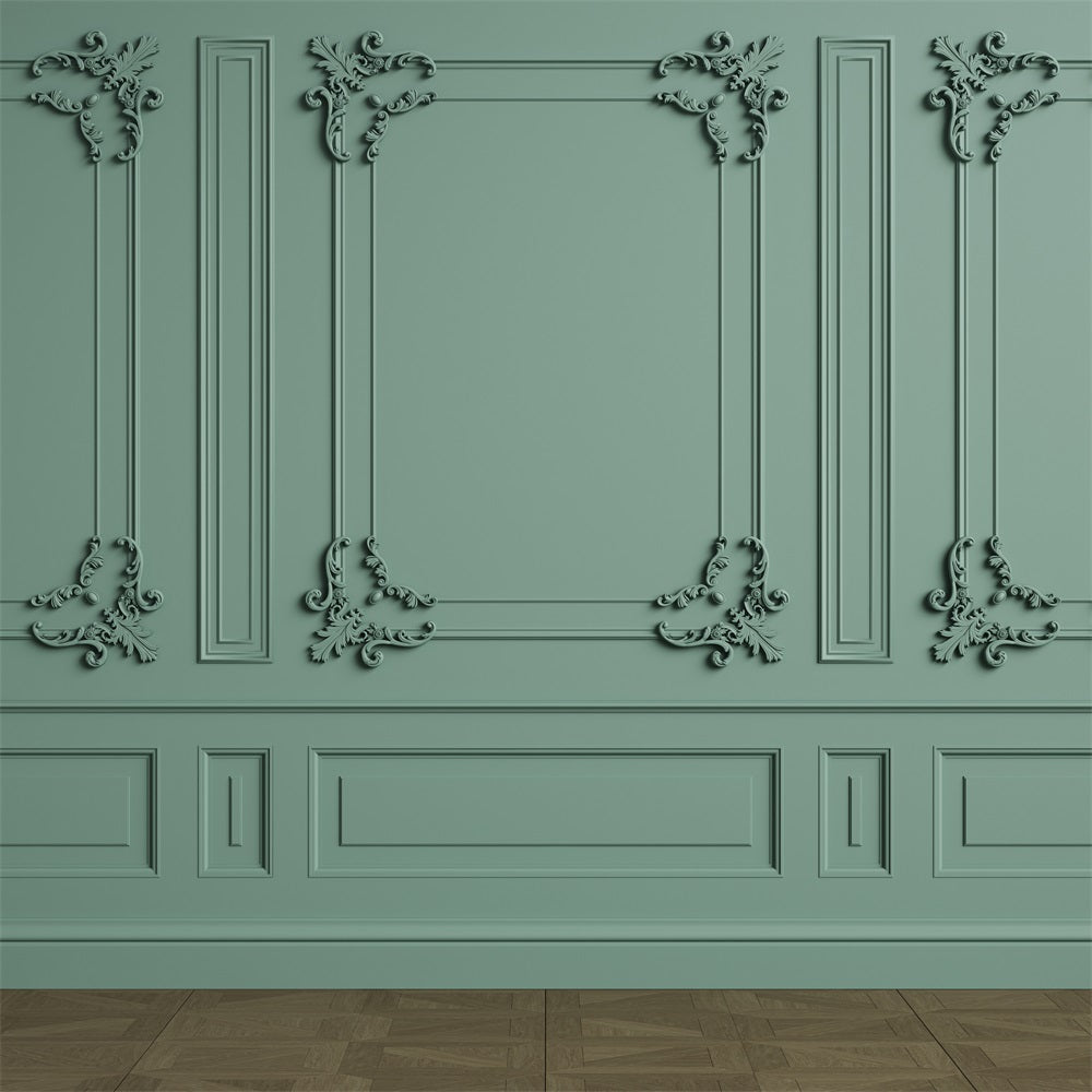 Toile de Fond Rétro Mur Vert Classique Design Orné BRP10-272