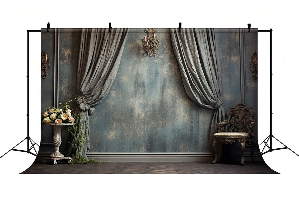Toile de Fond Mur Rétro Bleu Gris BRP10-293