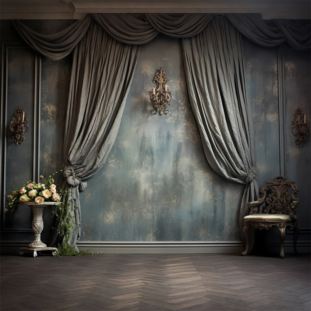 Toile de Fond Mur Rétro Bleu Gris BRP10-293