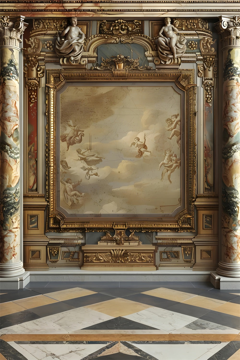 Toile de Fond Mur Vintage Cadre Décoratif Baroque BRP10-298