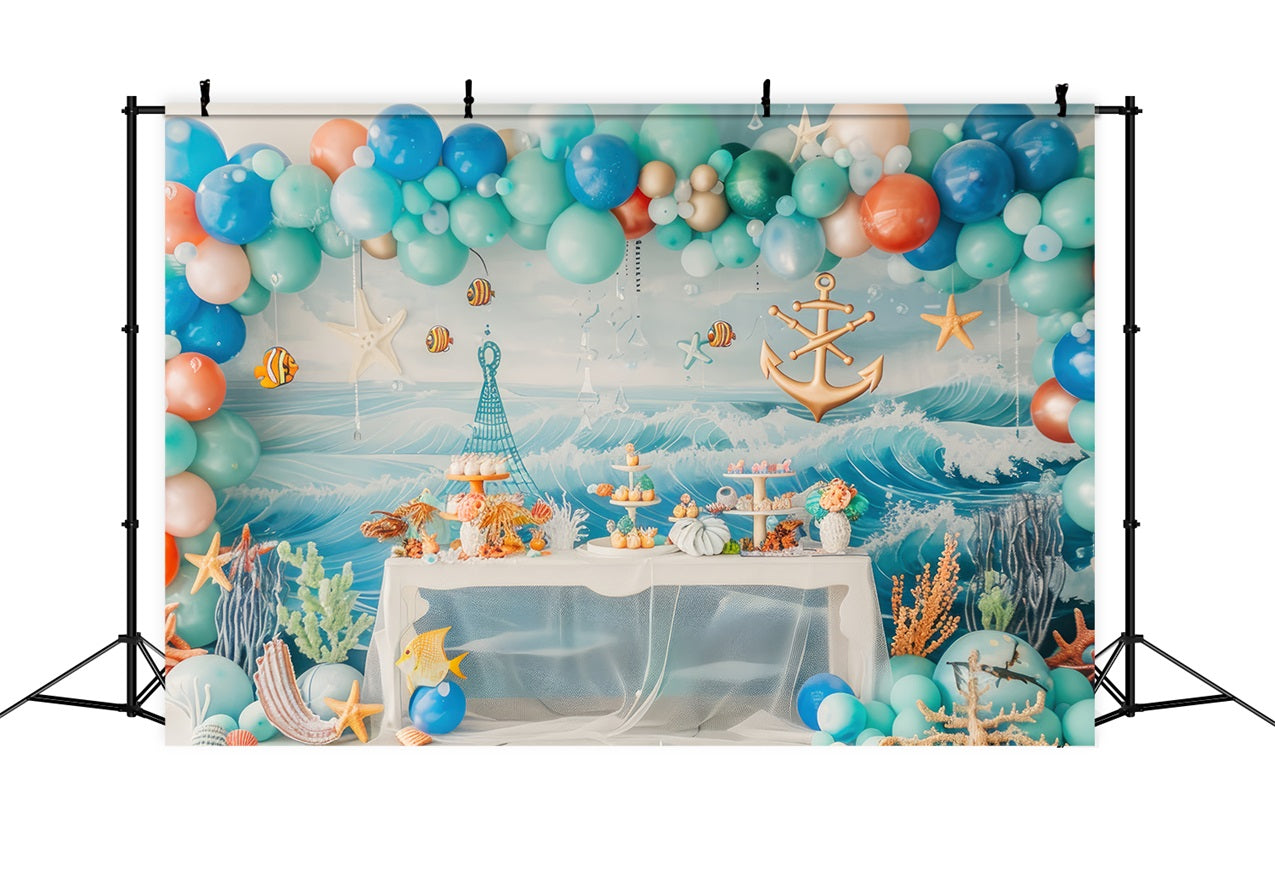 Toile de Fond Anniversaire Nautique Ancre Océan BRP10-307