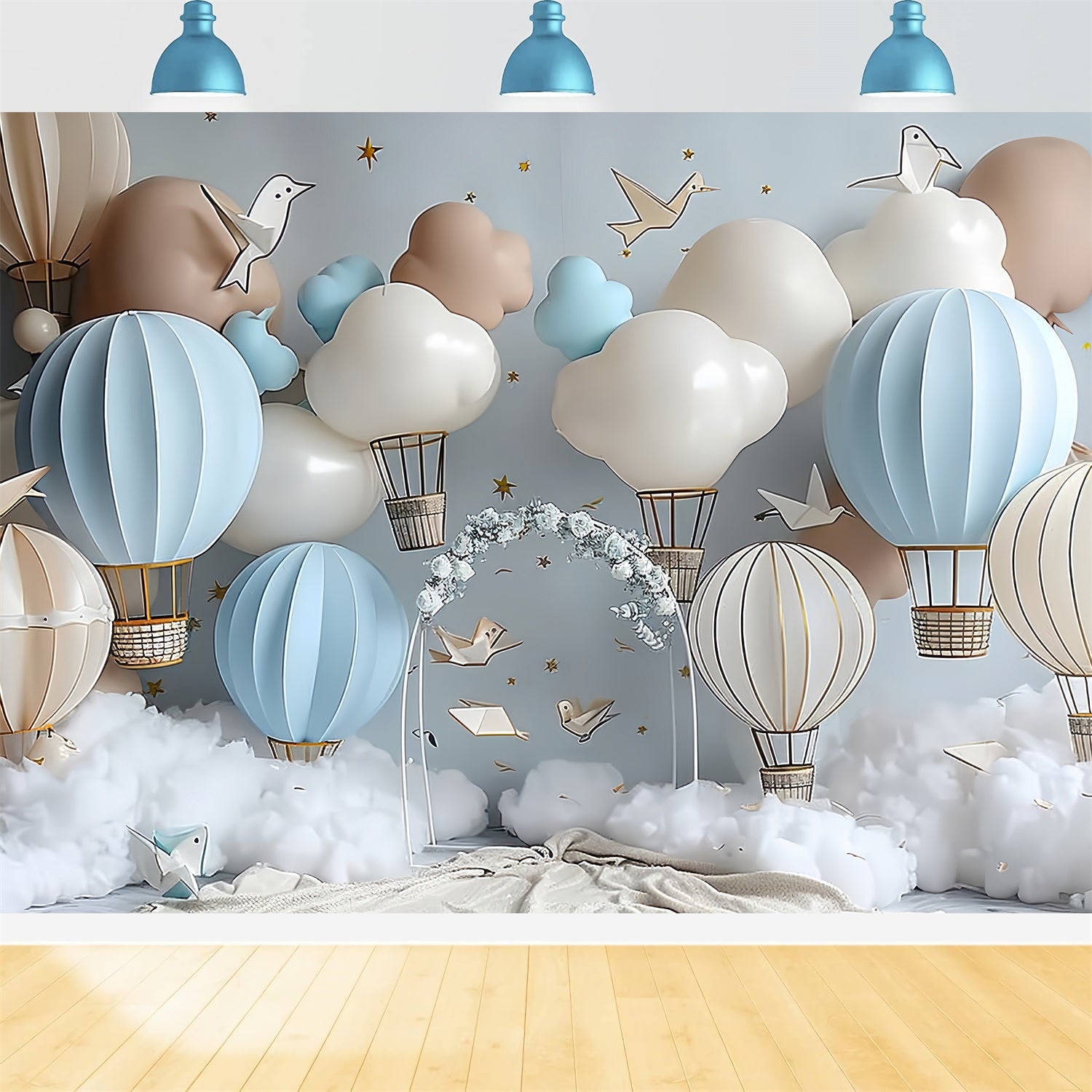 Toile de Fond Anniversaire Aventure Ciel Montgolfière BRP10-310