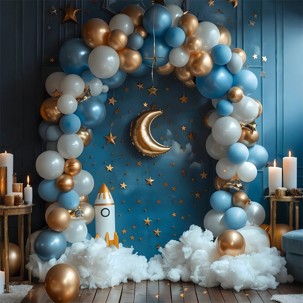 Toile De Fond Anniversaire Fête Lancement De Fusée Étoile BRP10-324
