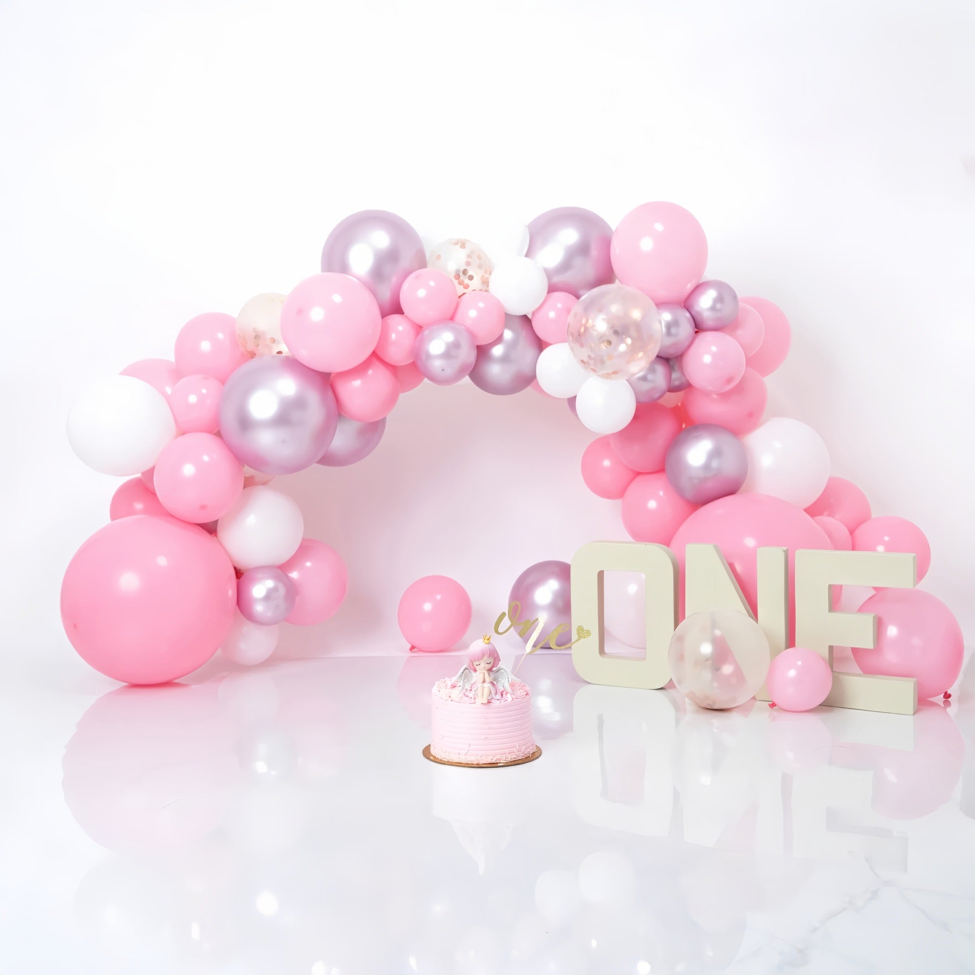 Toile de Fond Anniversaire 1er Anniversaire Ballon Rose Violet BRP10-337