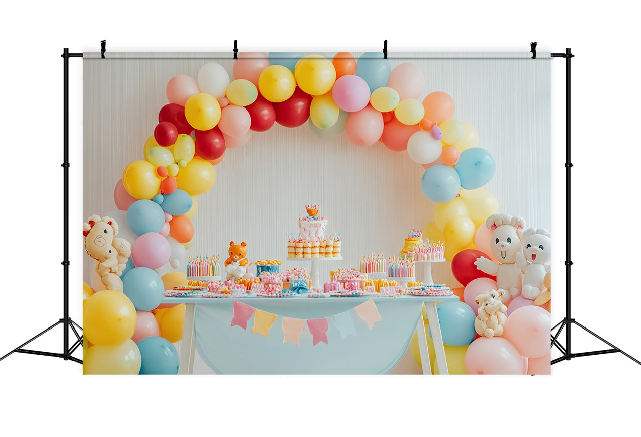 Toile de Fond Anniversaire Enfants Arc de Ballons BRP10-348