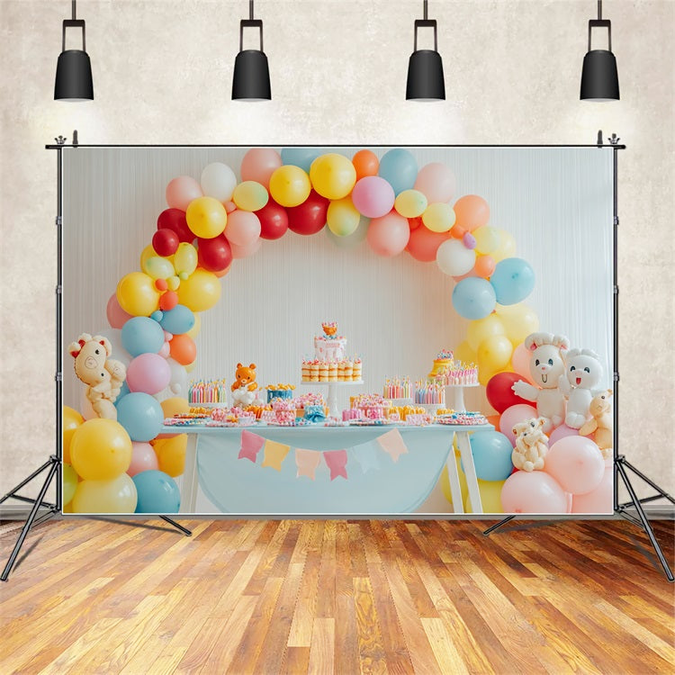 Toile de Fond Anniversaire Enfants Arc de Ballons BRP10-348