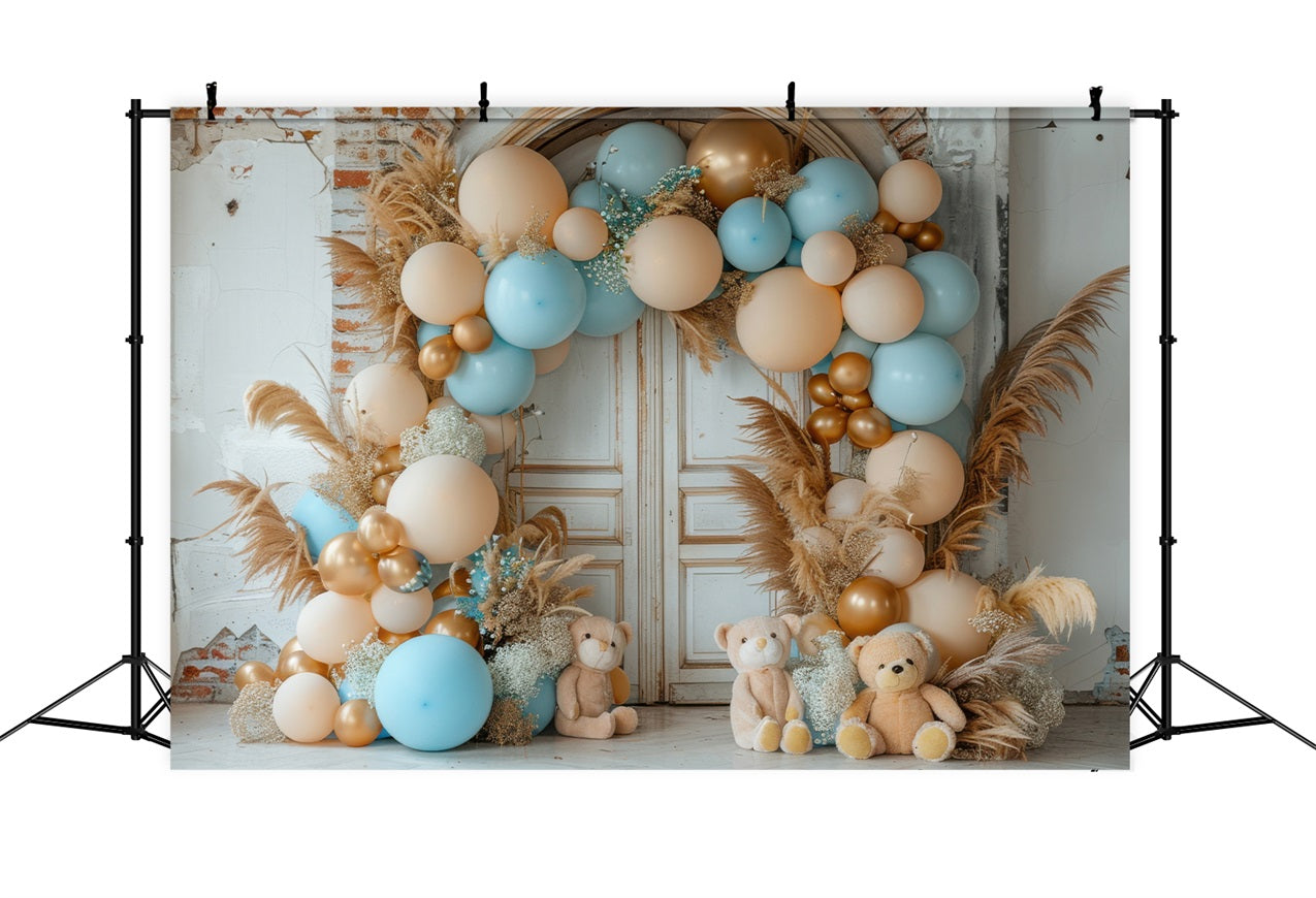 Toile de Fond Anniversaire Fête Arc de Ballons Ourson BRP10-356