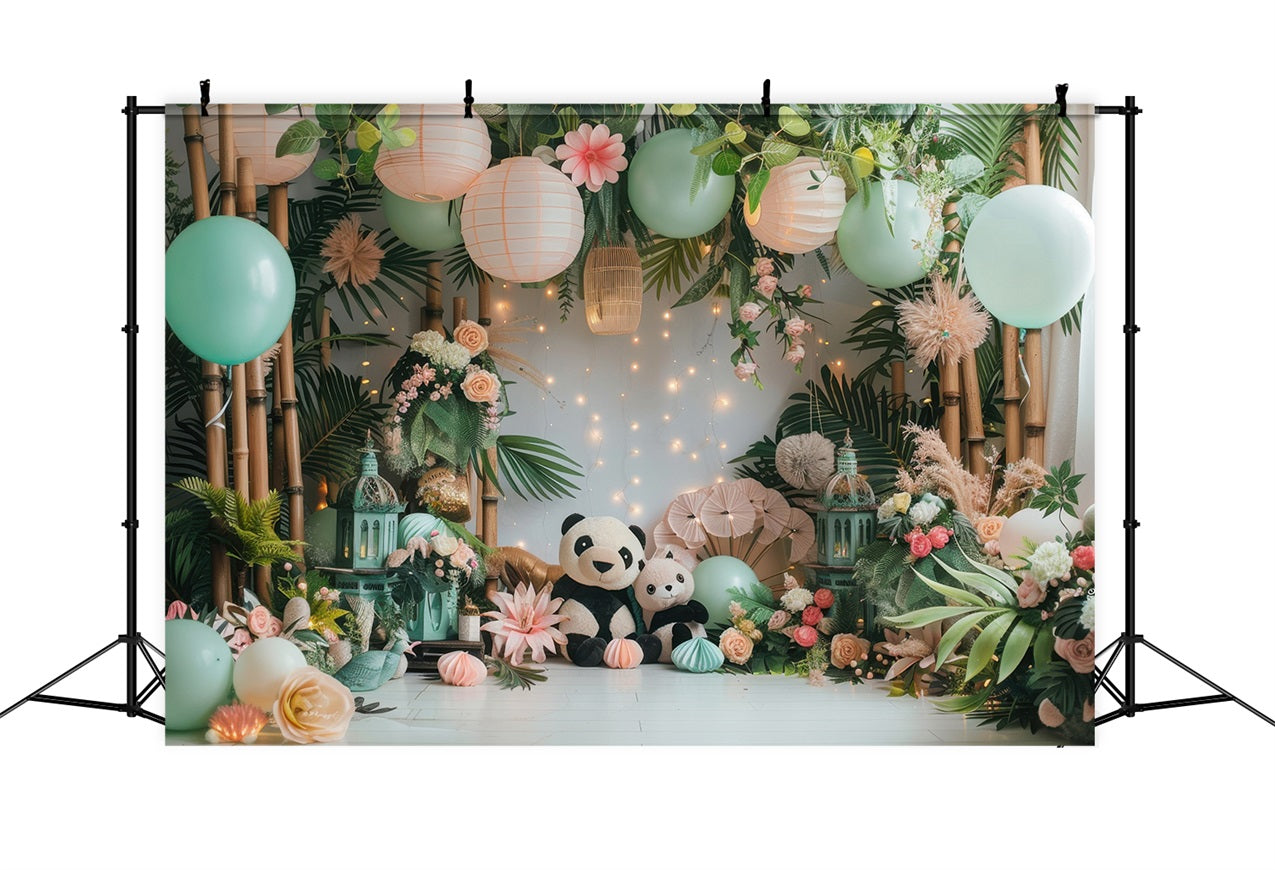 Toile de Fond Anniversaire Panda Ballon Bambou BRP10-364