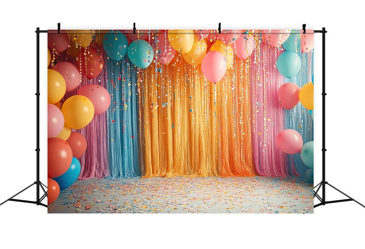 Toile de Fond Joyeux Anniversaire Écran Ballons Fleurs BRP10-380
