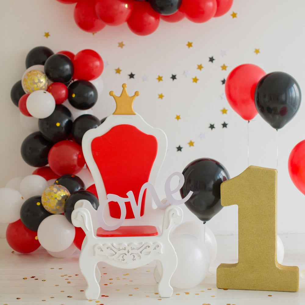 Toile De Fond Joyeux 1er Anniversaire Couronne Trône Ballon BRP10-389