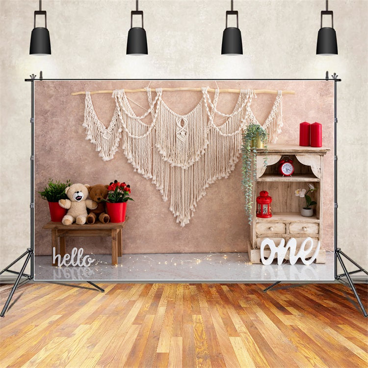 Toile de Fond Anniversaire 1er Macramé Mur Art BRP10-390