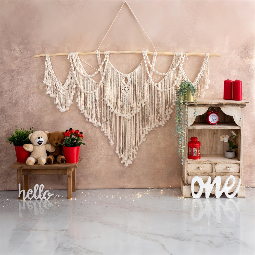 Toile de Fond Anniversaire 1er Macramé Mur Art BRP10-390