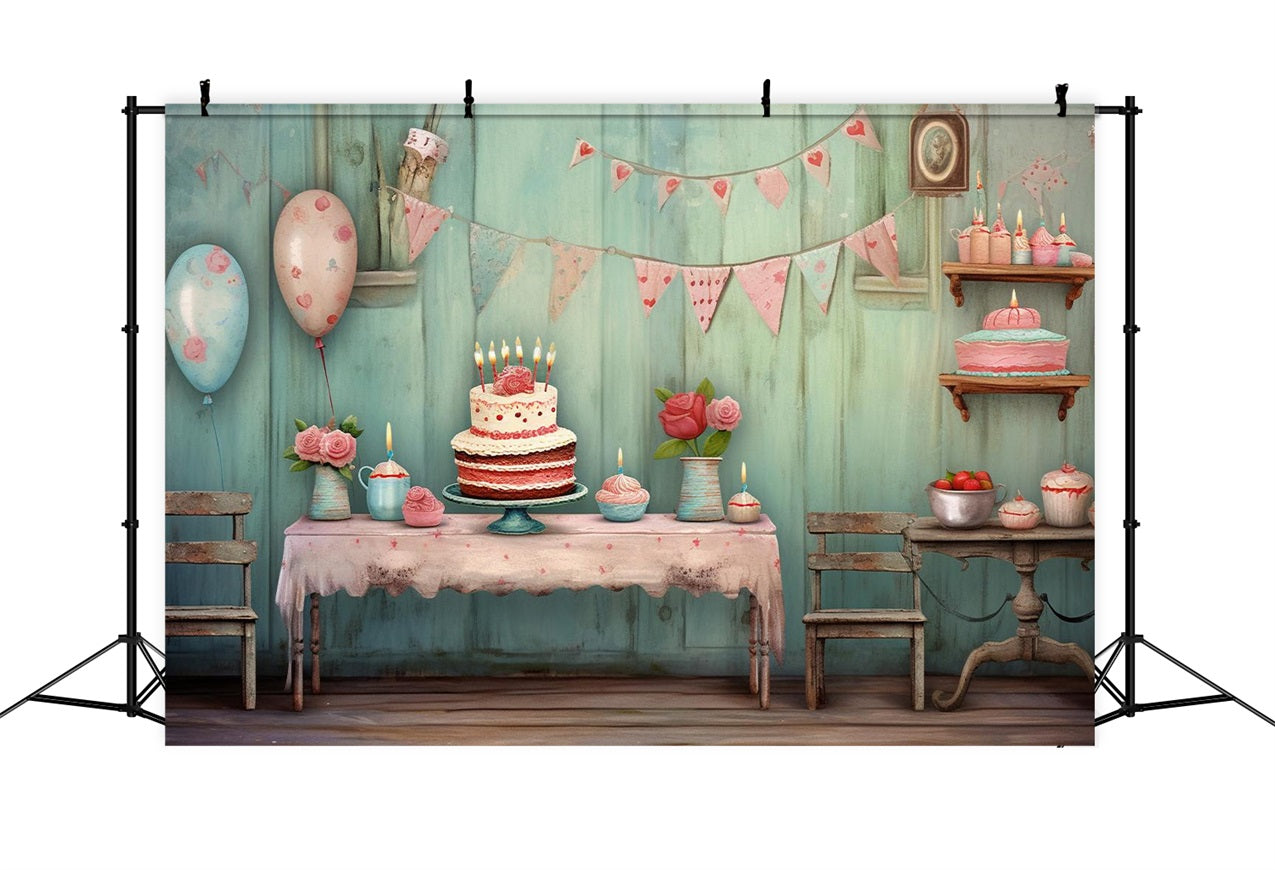Toile de Fond Anniversaire Gâteau Table Guirlande BRP10-396